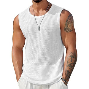 Camiseta sin mangas de alta calidad para hombre, ropa deportiva de gimnasio de algodón transpirable de secado rápido personalizada para entrenamiento, correr, cuello redondo, tamaño personalizado - Product Image 1