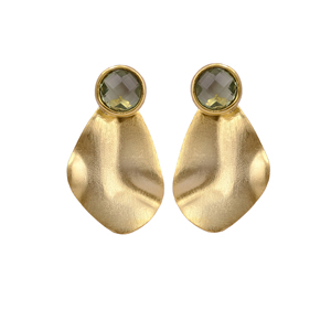 Quartz améthyste vert rond plaqué or lunette martelé conception goujon nouvelle pierre précieuse pierre de naissance fantaisie bijoutier conception goujons boucles d'oreilles - Product Image 2