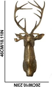 Tête de cerf artificielle résine décor animal support mural suspendu art sculpture cerf tête d'animal tenture murale décor or - Product Image 2
