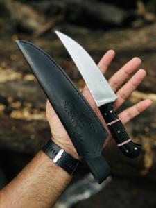 Couteau de chasse à lame en acier à haute teneur en carbone, couteau de camping, couteau à lame fixe pour la brousse, avec étui en cuir fin, couteaux en acier personnalisés - Product Image 6