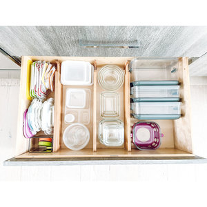 Set of 2 Bamboo Deep Kitchen <b>Drawer</b> Dividers Adjustable <b>Plastic</b> Office <b>Organizers</b> for Bathroom Use - Product Image 3