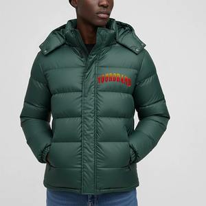 Chaqueta de Invierno para Hombre, de Lona, con Cuello Alto, Acolchada, Aislante, Verde Bosque Oscuro - Product Image 4