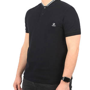 Col bombardier noir pour hommes sur mesure pour polo couleur unie respirant et grande taille décontracté Style d'affaires printemps automne - Product Image 2