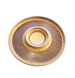 Plateau de service en bois durable de haute qualité pour les chips et les trempettes, soucoupes à assaisonnement, design contemporain, plateau pour les fêtes festives - Product Image 2
