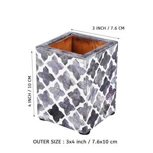 Portalápices Ajustable de Madera con Incrustaciones de Hueso Cuadradas, Estilo Art Deco, Organizador de Papelería Decorativo para Escritorio u Oficina, Paquete de Varias Piezas - Product Image 6