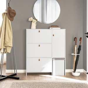 Mueble <span class=keywords><strong>Zapatero</strong></span> Moderno de Madera Blanca de 3 Niveles <span class=keywords><strong>con</strong></span> Almacenamiento en la Entrada, <span class=keywords><strong>Zapatero</strong></span> Independiente <span class=keywords><strong>con</strong></span> Puerta para Sala de Estar, MOQ 200 - Product Image 3