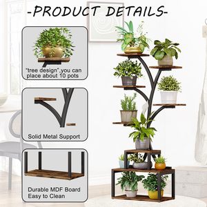 Soporte <span class=keywords><strong>para</strong></span> plantas al por mayor, estante alto <span class=keywords><strong>para</strong></span> flores en forma de árbol, hoja <span class=keywords><strong>gigante</strong></span> <span class=keywords><strong>para</strong></span> interiores y exteriores, exhibición de flores múltiples <span class=keywords><strong>para</strong></span> jardinería doméstica - Product Image 4