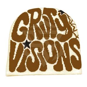 Unisex All-Over Printed Letter Jacquard Hip Hop Beanie Sombreros Gorros de punto de esquí únicos con diseño de letra única personalizada Jacquard - Product Image 6