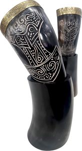 Décoration en corne viking pour intérieurs rustiques, gobelet à boire en corne inspiré de la mythologie nordique, corne viking artisanale à prix avantageux - Product Image 2