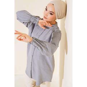 Chemise ample grise avec détails côtelés taille S pour garçons 165 - Product Image 4