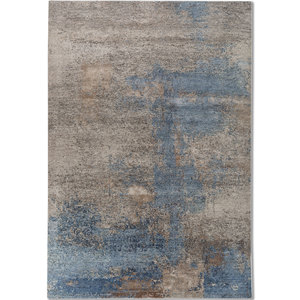 Alfombra Rectangular Kavi Hecha a Mano con Lana, Bambú y Seda, Diseño Abstracto Beige Marrón Afterglow, para Pasillo, Modelo Eskm-02 - Product Image 1