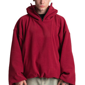 Wholesale Oversized <b>Red</b> Fleece <b>Hoodies</b> <b>for</b> <b>Men</b> & Women Full Face Zip Winter Warm Pullover Custom Streetwear Style OEM Available - Product Image 3