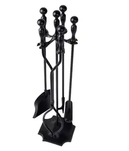 Fireplace Tools 5 Pieces Wrought Iron Tool Set BY KSN