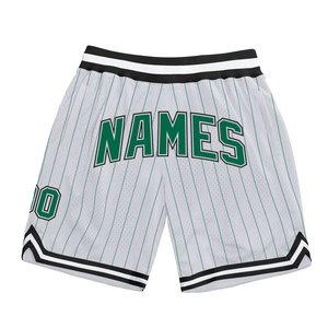 Industrie Direct Engro Sportswear Comfortable Custom White Kelly Green Pinstripe Green-Black Authentic Basketball Shorts (12) - Product Image 1