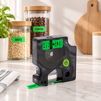 Ruban d'étiquetage D1 45019, 12 mm x 7 m, noir sur vert, plastique compatible avec Dymo D1 LabelManager, non original.