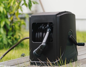 Japan High Quality 30M PE Garden Hose Reel Full Cover Brown Portable Anti-UV Light Weight Multi-Function Adjustable <b>Nozzle</b> - Product Image 1