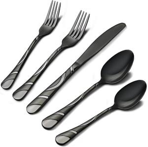 Juegos de Cubiertos Minimalistas con Acabado Negro, Perfectos para Comidas Familiares Informales, Cocinas Caseras y Uso Diario, Vajilla de la India - Product Image 6