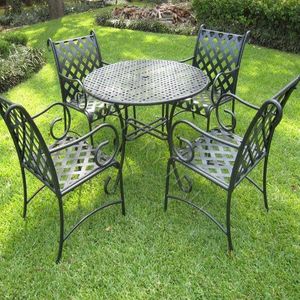 Juego de mesa y silla de cuatro plazas de hierro fundido elegante y duradero para comedor de hotel al aire libre y espacios de jardín - Product Image 6