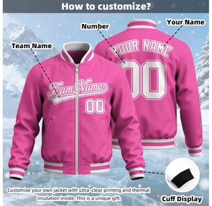 Chaqueta Universitaria Rosa para Hombre OEM, Chaqueta de Lana de Alta Calidad con Bordado Chenille Personalizado, Mangas de Cuero, Chaqueta Deportiva Transpirable - Product Image 5