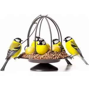 Alimentador colgante de semillas de pájaros, uso recubierto de polvo de Color gris para artículos de alimentación de aves en metal hecho a mano - Product Image 1