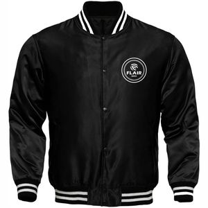 Veste de baseball universitaire pour hommes Vêtements de sport Satin Polyester Retro Zip Vêtements d'extérieur décontractés - Product Image 1
