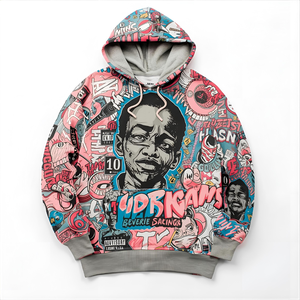 Sweat à capuche imprimé Street HipHop Pull surdimensionné graphique personnalisé avec molleton de coton épais et options de marque privée OEM - Product Image 2