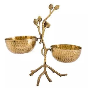 Bol à fruits de jardin de forme ronde dorée de qualité supérieure fait à la main en aluminium durable conception en métal durable nourriture personnalisée - Product Image 2