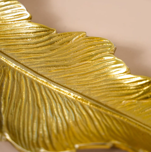 Gold Feather <b>Wall</b> <b>Decoration</b> Sculpture <b>For</b> Home & hotel Metal Feather platter Gold Platter - Product Image 5