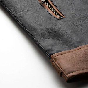 Veste en cuir pour hommes à emballage personnalisé imperméable de bonne qualité concevez votre propre industrie tendance veste en cuir de motard pour hommes - Product Image 4