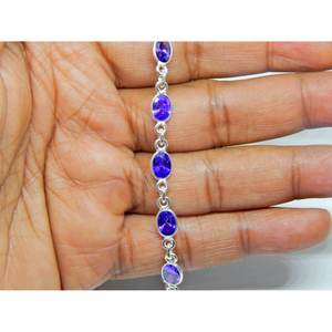 Handmade Blue Zircon <b>Bracelet</b> in 925 Sterling Silver Elegant <b>Fine</b> <b>Charm</b> Jewelry for Her Gift BR0170-GS - Product Image 4