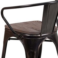 Chaise de salle à manger européenne moderne avec accoudoirs, structure en fer, assise en teck massif, durable, imperméable, écologique, mobilier de maison, villa, extérieur