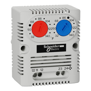 Termostato Doppio ClimaSys CC di SCHNEIDER ELECTRIC NSYCCOTHDF, Interruttori a Temperatura Controllata (TDS) 250V, Intervallo 0-60°C/F - Product Image 1