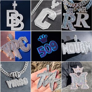 Personnalisé 925 Sterling Silver Baguette Taille Moissanite Diamant Pendentif Plaqué Or Hip Hop Fine Jewelry & Charms - Product Image 5