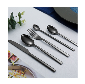 Cuillère à dessert en acier miroir Organisateur de dîner Artisanat Excellente qualité Cuillère noire mate en acier inoxydable - Product Image 5