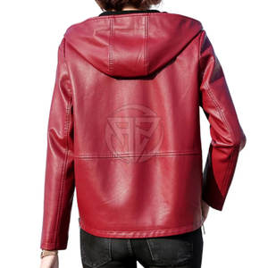 Sweat à capuche en cuir d'hiver pour femme de qualité supérieure avec coutures soignées, forme élégante, style moderne, finition durable, écologique et coupe-vent - Product Image 2