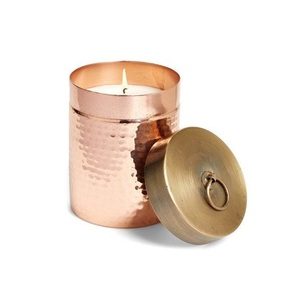 Portavelas de metal de calidad superior para exportar desde la India, tarros de velas con tamaños personalizados, colores y estilo martillado y liso - Product Image 5