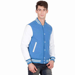 Nouvelles vestes Varsity blanc et bleu clair de haute qualité pour hommes vêtements de mode durables vestes Letterman fabriquées au Pakistan - Product Image 4