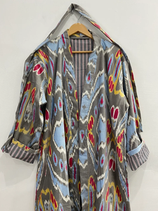 Kimono d'oiseau de velours fait à la main indien pour la robe de bain d'hiver Gowon imprimé veste vêtements de nuit vêtements de nuit à l'intérieur - Product Image 2