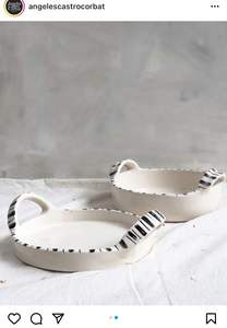 Solid <b>Ceramic</b> Serving <b>Platter</b> Tray With Raised Edges To Prevent Food Spills While Serving Guests - Product Image 2