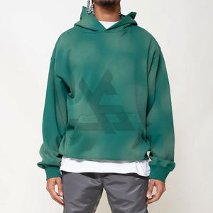 Ensemble sweat-shirt et pantalon de survêtement surdimensionné en coton biologique délavé à l'acide personnalisé 2026, fermeture éclair, premium pour homme - Product Image 2