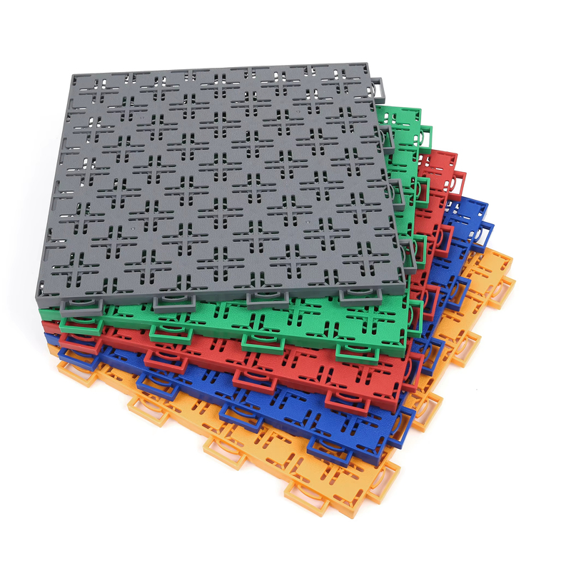 Colorful Interlocking Sports Floor Tiles Plastic