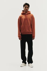 Sudadera de manga larga de algodón 100% de alta calidad para hombre, sudadera personalizable OEM ODM Loose Fit con bolsillo de canguro para Rust Orange Wint - Product Image 6