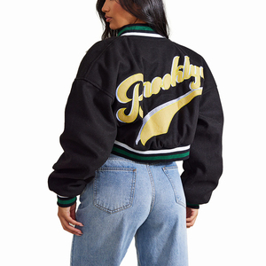 Top Trending Custom Logo 100% Algodón Fleece Cropped Mujeres Varsity Chaquetas 2025 Ladies University Chaquetas - Product Image 4