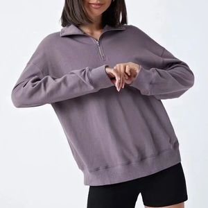 <b>Women's</b> Hoodies <b>Quarter</b> <b>Zip</b> Pullover Oversized Sweatshirts Half <b>Zip</b> Pullover All Colors Fall Clothes Custom Embroidery Logo - Product Image 1