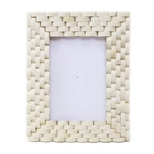 Modern Luxury Handmade Bone Inlay <b>Photo</b> <b>Frame</b> with Custom Print and <b>Black</b> Strips for Tabletop Decor - Product Image 2