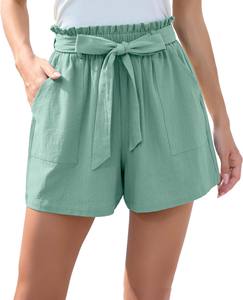 Shorts Deportivos de Verano Transpirables con Volantes y Cordones para Mujer, Cintura Media, Tejidos - Product Image 4