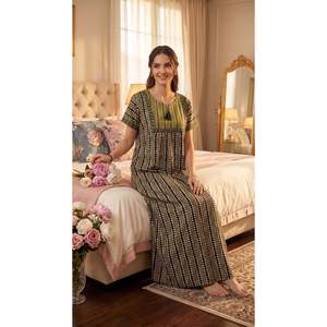 Evolove Camisón de encaje de algodón para mujer, vestido de noche largo con botones, transpirable, estampado romántico, XS - Product Image 1