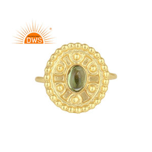 Latest Design Sterling <b>Silver</b> 18K Gold <b>Plated</b> Natural Peridot Gemstone Stackable Ring Demi Fine Jewelry Manufacturer - Product Image 1