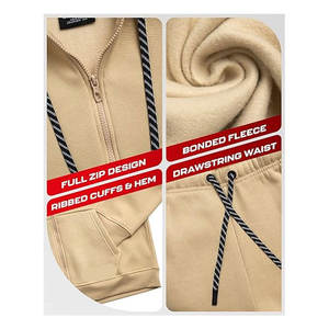 Ensemble de survêtement élégant pour homme, 2 pièces, sweat à capuche zippé et pantalon de jogging, léger, chaud, athlétique, Cloud - Product Image 4