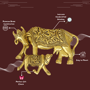 Idolo de Vaca y Ternero de Latón Hecho a Mano, Decoración Tradicional India para el Hogar, Vastu y Espiritual, Regalo Ideal para la Decoración del Hogar y la Oficina - Product Image 4